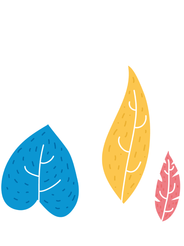 Arbres colorés bleu jaune rouge